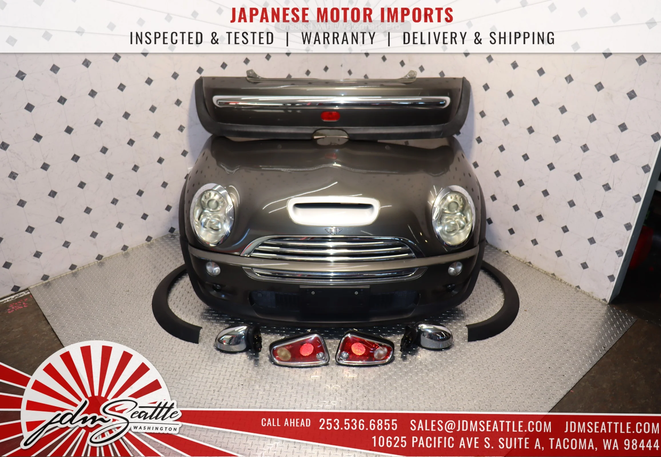 JDM 02-06 MINI COOPER COMPLETE FRONT END CONVERSION NOSE CUT FRONT CLIP GRAY - Image 10