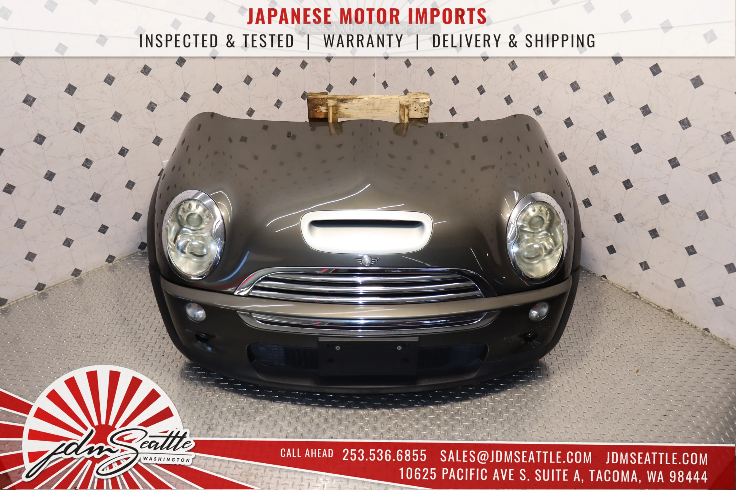 JDM 02-06 MINI COOPER COMPLETE FRONT END CONVERSION NOSE CUT FRONT CLIP GRAY - Image 2