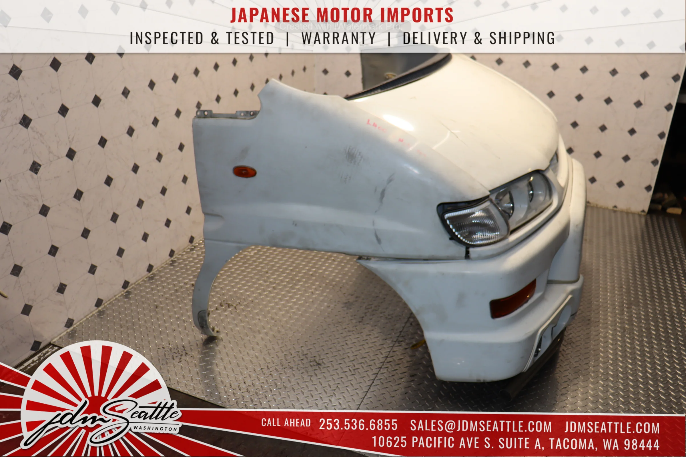 JDM 1997-2007 Mitsubishi Delica Front End /  Nose Cut / Front Clip w/ Hood Bumper Lights WHITE - Image 7
