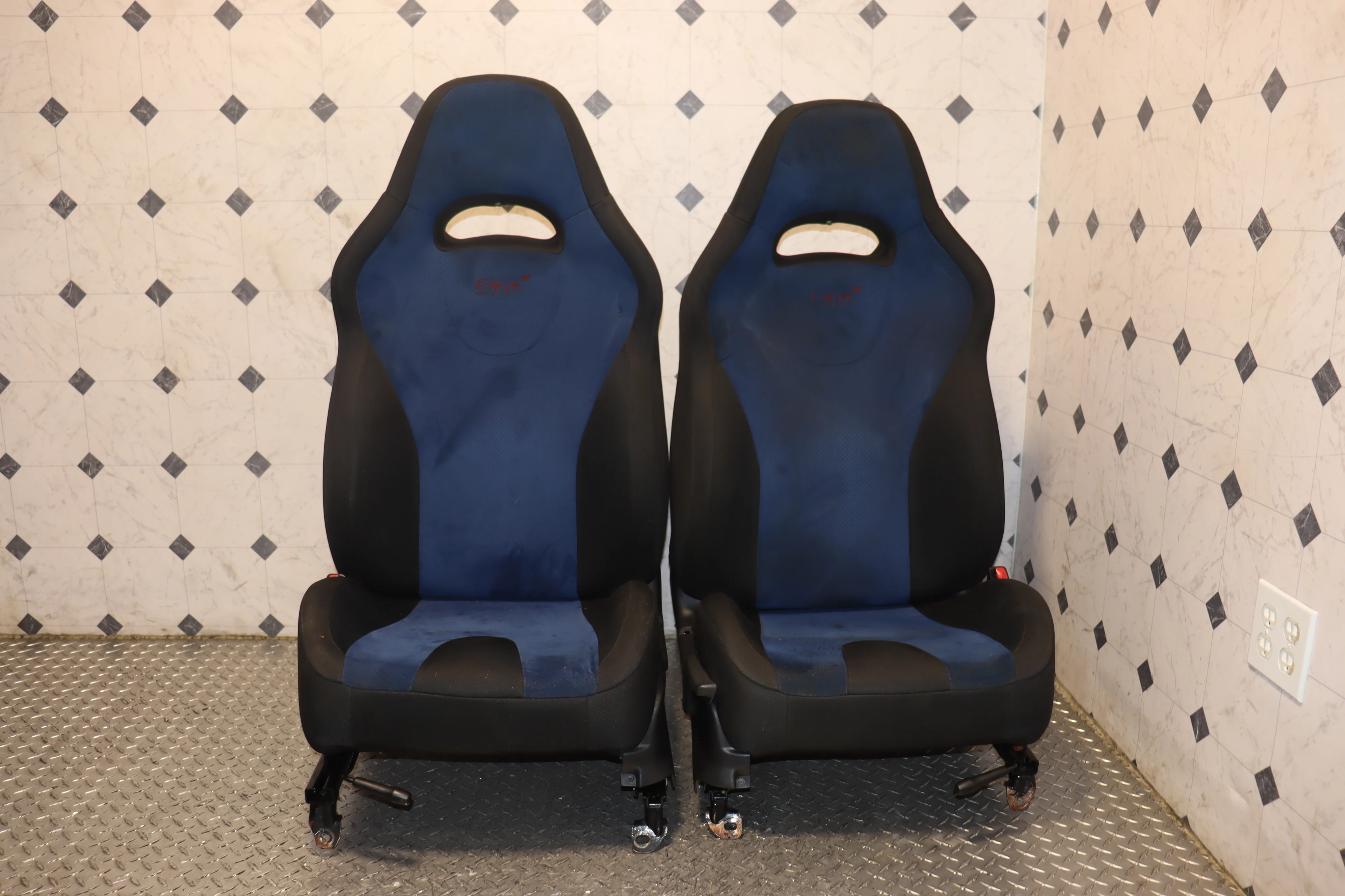 2002-2007 Subaru Impreza WRX STI GDB JDM Factory Blue Interior Front & Rear Seat Set - Image 8